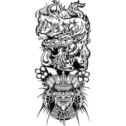 Ukiyo-e Japanese Style Waterproof Temporary Tattoo Sticker Dragon Tiger Samurai Fake Tattoos Flash Tatoos Arm Body Art Women Men
