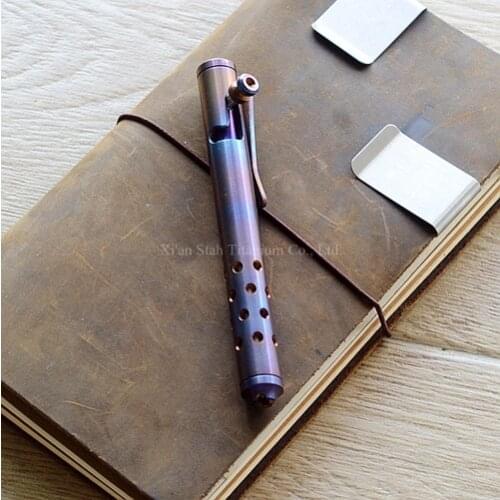Titanium TC4 EDC 140mm Long Bolt Action Pen Strong with Ceramic Bead for Left-hander Sinistral Self Defense / Emergency Hammer