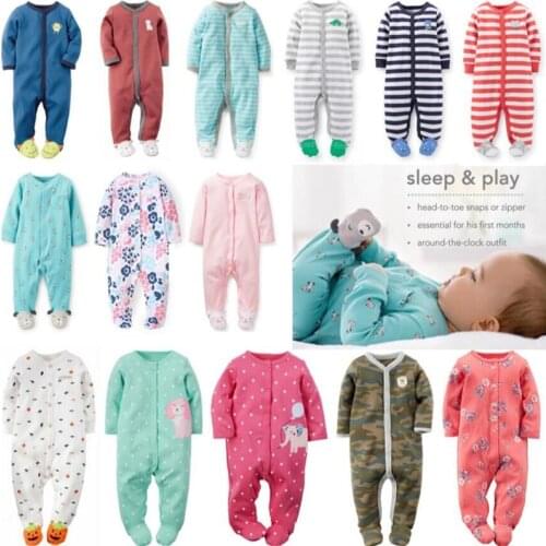 Spring and summer boys pajamas girls cotton jumpsuits romper does not include feet baby zipper clothes home clothes