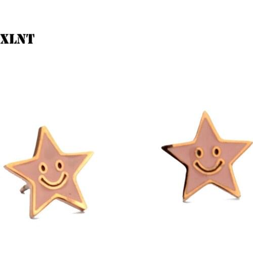 XLNT Women Star Mini Earrings Fashion Girl Small Jewelry Stainless Steel Stud Earring Lady Mini Jewelry Gift
