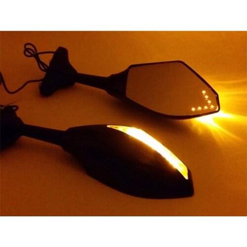 Evomosa Dual Motorcycle Rearview Mirrors Turn Signals Front Back LED Lights Clear Lens for Hyosung GT125R GT250R GT650R