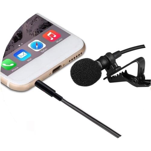 1.5m Mini Portable Microphone Condenser Clip-on Lapel Lavalier for iPhone iPad Android Smartphone DSLR Camera Computer PC Laptop
