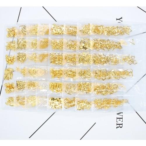 1 Bag Gold Stripe Nail Studs Hollow Star/Moon/Floral Rivet Gems Punk Nail Art Charms 3D Strass Ongles Supplies Manicure B&12