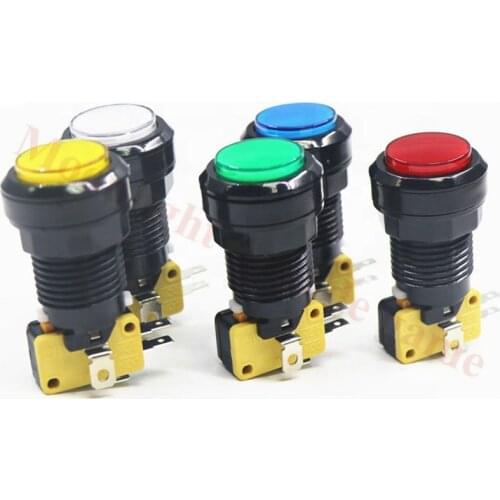 10Pcs/Lot 33mm 12V round Illuminated momentary plastic game push button for hot sale slot machine 5colors available