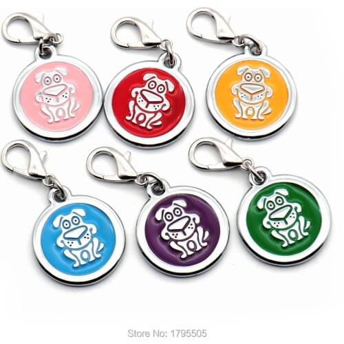 100pcs Customized Dog ID Tag Pet Personalized Tags Engraved Round Pet Nameplate No Noise Colorful Name Tags for Cats Kitten id