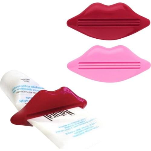 2Pcs Top Sale Sexy Hot Lip Kiss Bathroom Tube Dispenser Toothpaste Cream Squeezer Home Tube Rolling Holder Squeezer 06063