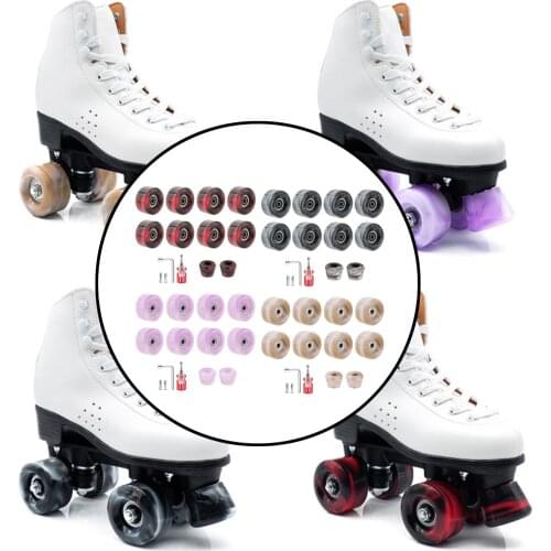 8 Pieces 82A Quad Roller Skate Wheels with ABEC-9 Bearings Wear-Resistant PU Wheel Double-Row Roller Skating Accessories