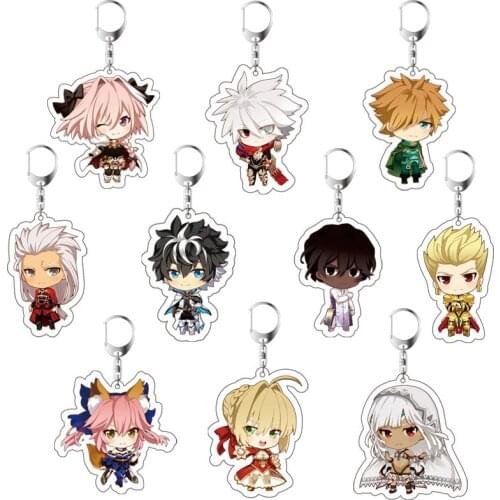 Fate stay night anime Acrylic keychain Saber fashion funny novelty anneau porte clef bag pendant key chains portachiavi breloki