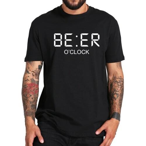 Beer T shirt Clock Drink Creative Design Personality Short Sleeved Tees High Quality O-Neck 100% Cotton T-shirt EU Size