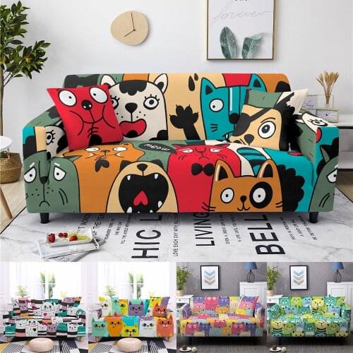 Seamless Cat Sofa Cover Elastic Couch Covers For Living Room 1/2/3/4 Seat Sectional Chaise Lounge L Shaped Corner Armchair Cover