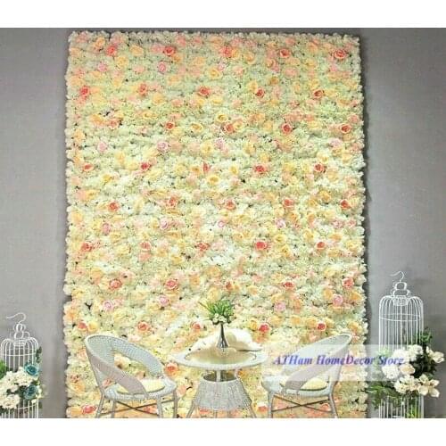 Ivory Blush Champagne Rose Board Artificial 3D Wall Wedding Christmas Photo Background Party Home Wall Decoration
