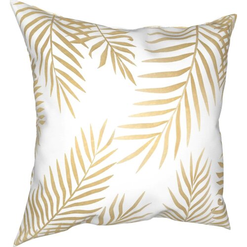 Gold Palm Leaves Pillowcase Home Decorative Tropical Leaf Green Cushions Throw Pillow for Living Room Double-sided Printing