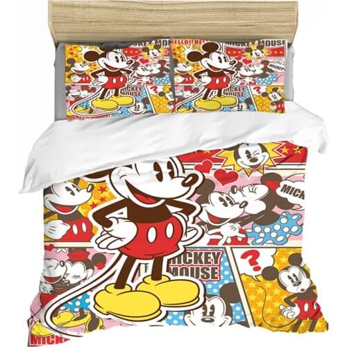 Disney Couple Mickey Minnie Cartoon Bedding Set Children Twin Full King Single Double Size Duvet Cover Pillowcase Girl Boy gift