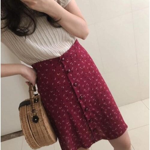 ElfStyle High Quality Women A-line Short Mini Skirt Features Buttoned Closured