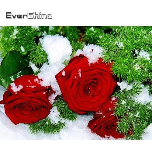 EverShine Diamond Painting Full Drill Square Flowers Picture Rhinestones Diamond Mosaic Full Set Cross Stitch Wall Decoration