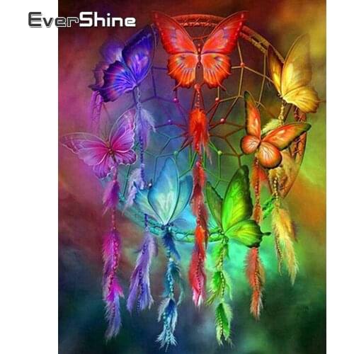 EverShine Diamond Embroidery Dreamcatcher Rhinestone Diamond Painting Animal Cross Stitch Mosaic Butterfly Full Square Wall Art