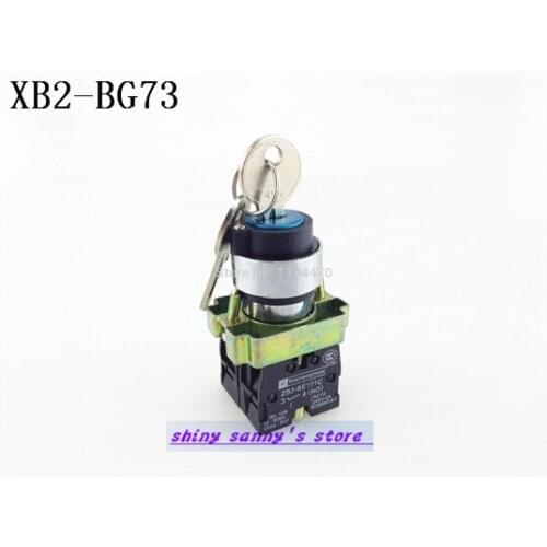 1Pcs XB2-BG73 3 Position 2 NO Normally Open 2N/O Spring Reset Momentary Key Operated Selector Switch Brand New