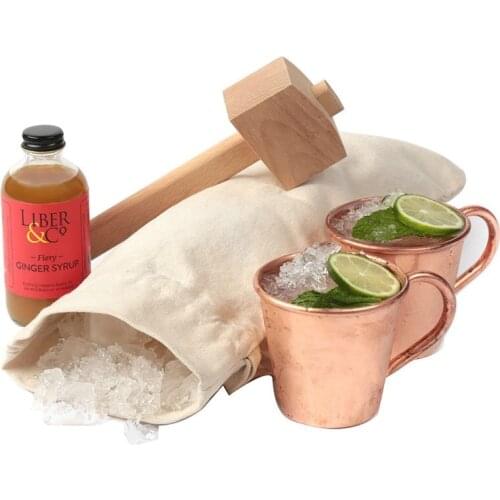 Bar Tools Crushed Ice Packs Ices Bags Hammer Bartender Reusable Crusher Non-toxic Tasteless Food Grade Pure Cotton Canvas Wood