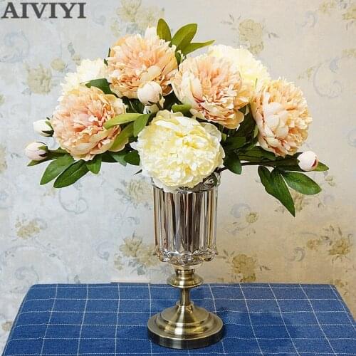 Artificial silk flower peony bouquet wedding decoration 2 head peony fake flowers home decoration cheap flowers