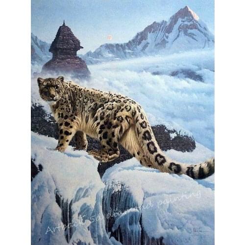 Full square animal 5d diy diamond painting snow leopard pattern rhinestone 3d resin round drill tiger mosaic wall sticker