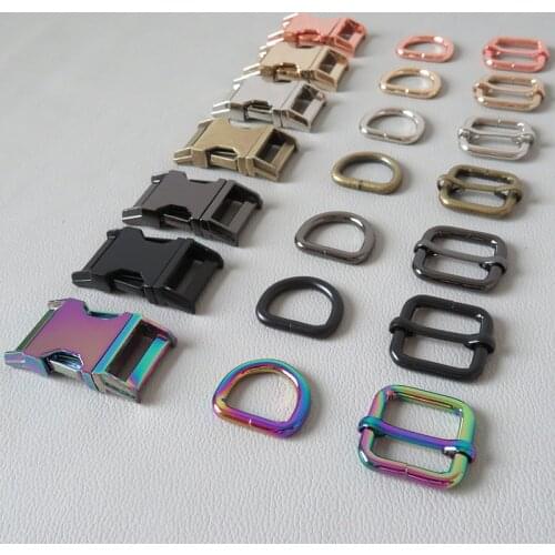 20Sets 15mm 20mm 25mm Metal D Ring Belt Buckle Adjuster Straps Loop Hardware For Bag Outdoor Dog Pet Collar Paracord Clasp Hook