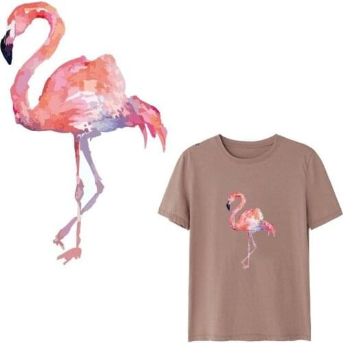 Fashion Pink Flamingo Patches for Clothing DIY Applications Iron on Heat Transfer Patch Applique on Clothes Thermo Stickers