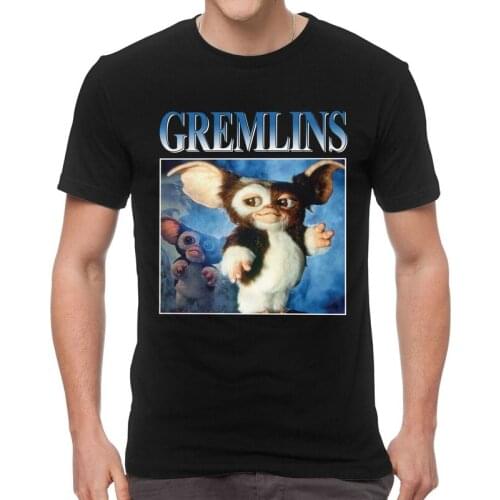 Mens Vintage Gremlins T-Shirt Graphic Gizmo 80s Movie Mogwai Monster Tshirt Short Sleeve Unique T Shirts Cotton Tee Tops Merch