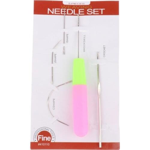 5x Latch Hook Crochet Needle Set Hair Weaving Knitting for Hair Extension