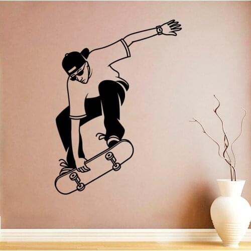 Boys room wall sticker decoration of Cool boy 's Skateboard wallpaper for home decoration