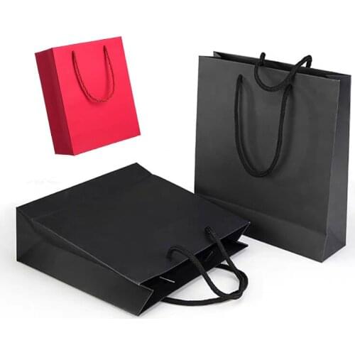 Wholesale 500pcs/Lot Luxury Jewelry Gift Boutique Uncoated Paper Bags with Handles Premium Quality Recyclable Shopping Tote-Bag