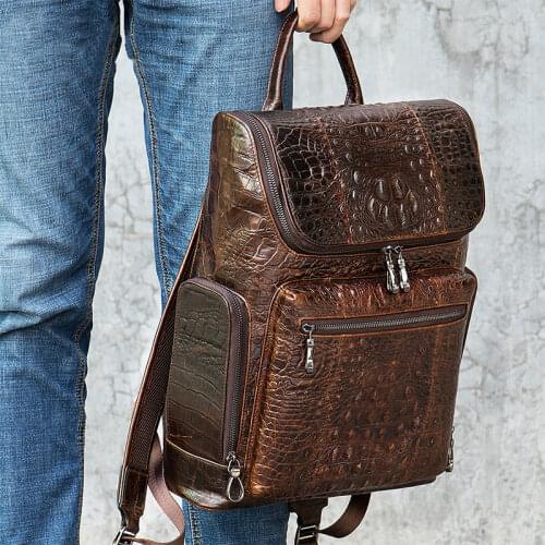 2020 new fashion crocodile leather mens backpack mens bagpack casual fashionable cowhide travel backpack for man real cow skin