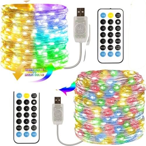 5M LED Curtain Garland Double Color Window USB String Lights Fairy Festoon Remote Christmas Wedding Holiday Decoration for Home