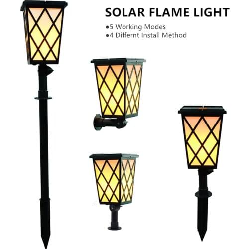 Solar LED Street Light Garden Lamp RGB Colorful Landscape Lighting Flame Light Outdoor Waterproof Spiked Lawn Decorative Light