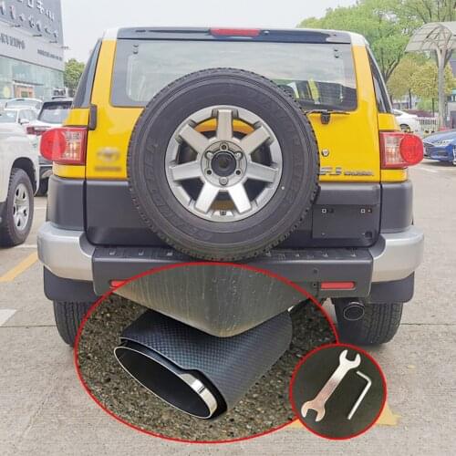 High Grade Carbon Fiber+Stainless Steel Tail Exhaust Pipe Straight Muffler Edge End Tips Fit For Toyota FJ Cruiser 2006-2017