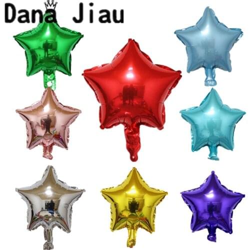 High-quality 5pcs/set 10inch Pentagram aluminium foil balloons gold rose gold star Wedding Decoration Happy Birthday Party