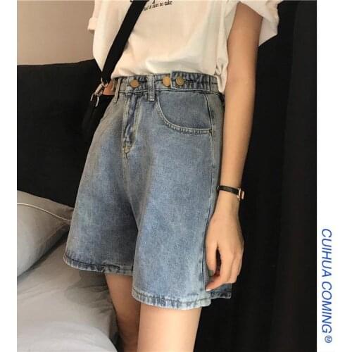 Woman Jeans Pants Summer 2021 High Waist Denim Shorts Womens Loose Straight Cropped Pants Pantalones Vaqueros Mujer
