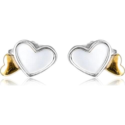 CKK Earring Luminous Hearts Stud Earrings Sterling Silver Jewelry 100% 925 Silver Women Brincos Oorbellen Pendientes
