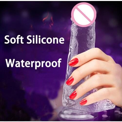 Female Simulation Penis Crystal Transparent Fake Penis Female Masturbation Stick 18 Sex Toys Excellent Action Toys for Adults