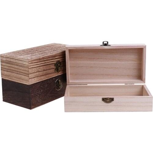1 Pieces Vintage Jewelry Box Desktop Storage Wooden Box Gift Box Rectangular Solid Wood Flip Lid Packaging Box Home Decorations