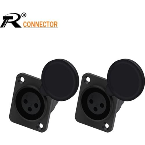 10Pcs/lot XLR Female Socket XLR 3pin Connector with Protecting Cover Panel Mount Soldering Type Microphone Universal Terminal