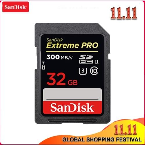 100% Sandisk Extreme Pro SD Card 32GB 64GB Max Read Speed up to 300MB/s SD Card Class 10 U3 128GB Memory Card For Camera USH-II