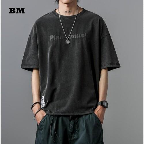 2021 Summer Japanese Streetwear High Quality Letter Print T Shirt Fashion Casual Short Sleeves Harajuku Tops Men Clothing