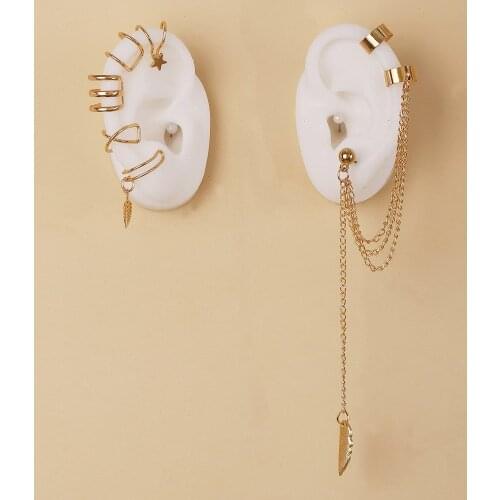 50076 Europe and the United States cross-border new earless ear clip set 7-piece creative simple about gold earrings set