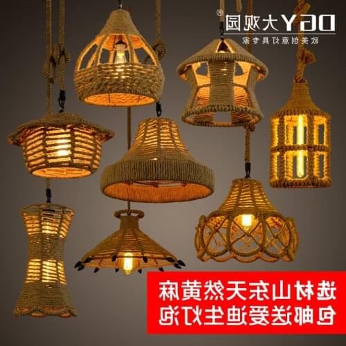 American Country Garden Clothing Store Cafe Retro Chandelier Rope Chandelier Chandelier Bar Aisle Hat hanging lamp