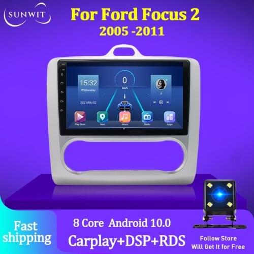 2 Din Android Car Radio Stereo Receiver Multimedia Player For Ford Focus MK2 2004-2011 GPS Navigation 8 Core 4G+64G Carplay DSP