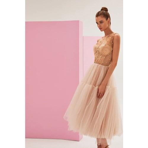 One-Shoulder Tulle Ball Gown Crystals Beaded Dress Lush Prom Dress Midi Dress Lace-Up Back Party Dress Long Robe Plus Size