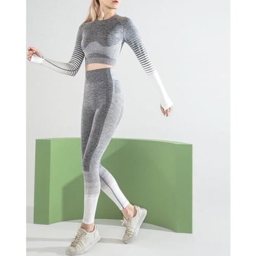 6 Color Seamless Women Yoga Set High Waist Hips Yoga Leggings Gym Running Sports Clothing Fitness Workout Tracksuits Yoga Suits