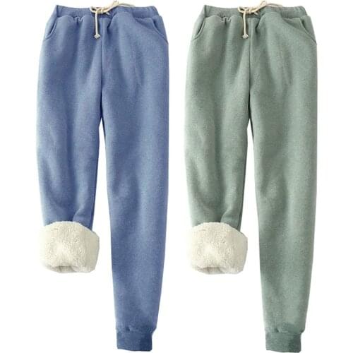 Gniherii 2020 Womens Winter Sports Pants Sherpa Lined Warm Sweatpants Athletic Loose Hip Hop Joggers Pants Streetwear