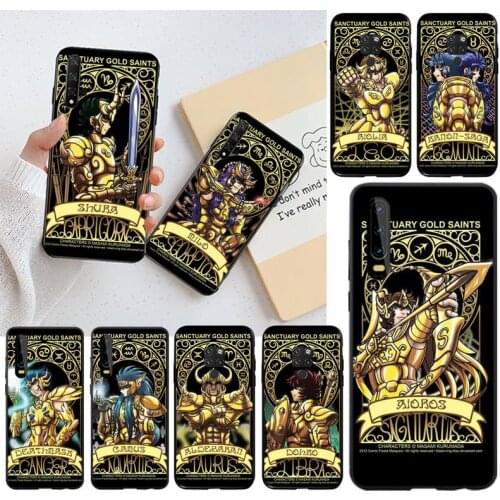 Cartoon saint seiya gold saints card black Phone Case Hull for Huawei P40 P30 P20 lite Pro Mate 30 20 Pro P Smart 2019 prime