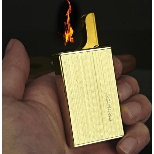 HONEST genuine brass inflatable lighter Personality ultra-thin grinding wheel metal Butane igniter men Smoking gift（no gas